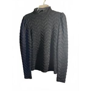 Karl Lagerfield Black Sparkly Long Sleeve Top Medium